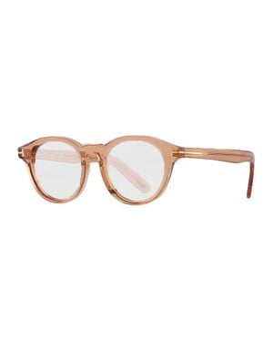 Tom Ford Sunglasses Round Full Rim, Shiny Light Frame And Smoke Lens Ft1123-D45A - Brown