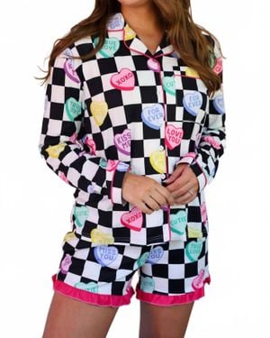 Jess Lea Conversation Ruffle Pajama Set - Multicolor