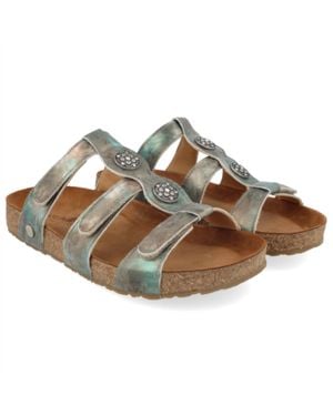 Haflinger Adjustable Slide Alice Sandal In Lime - Brown