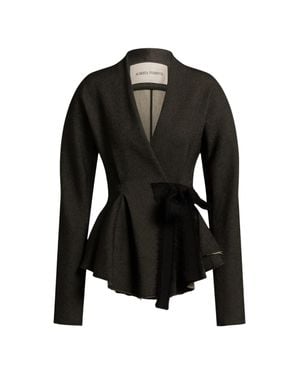 Alberta Ferretti Fitted Stretch Viscose Jacket With Mohair Ribbon Detail - Black