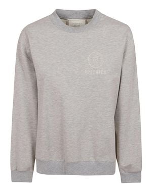 Peserico Cotton Mélange Crewneck Sweatshirt With Textured Crest - Gray