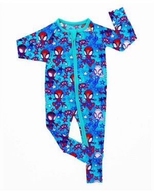 Charlies Project Boy's Spider Space Bamboo Romper - Blue