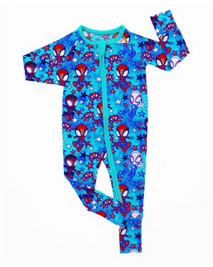 Charlies Project Boy's Spider Space Bamboo Romper - Blue