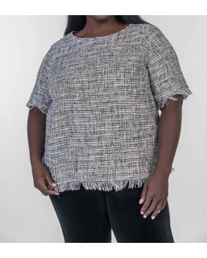 Marée Pour Toi Tweed Fringe Blouse - Gray