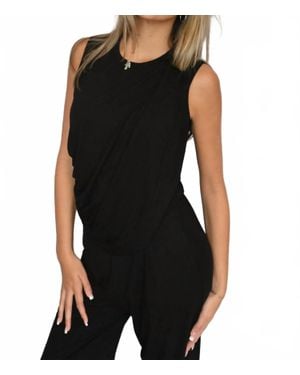 Elan Dani Draped Sleeveless Top - Black