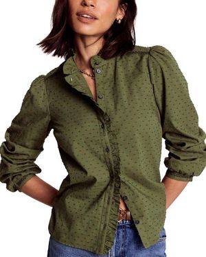 Boden Helena Cotton Dobby Top - Green