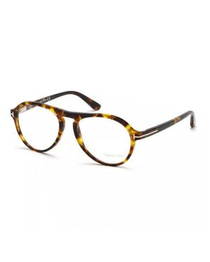 Tom Ford Eyeglasses Aviator Full Rim, Transparent Dark Frame And Clear Demo Lenses Lens Ft5413096 - Metallic