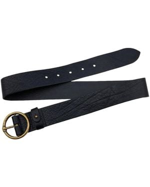Amsterdam Heritage Vintage Round Buckle Leather Belt - Black