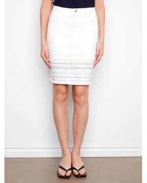 Charlie b Embroidered Denim Skort - White
