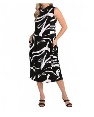 FRANK LYMAN Abstract Sleeveless Midi Dress - Black
