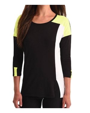 Angel Color Block 3/4 Sleeve Top - Black