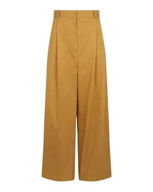 Ferragamo Pleated Wide-Leg Pants - Natural