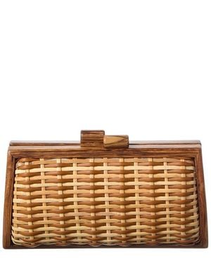 J.McLaughlin Genevieve Wicker & Leather Handbag - Brown