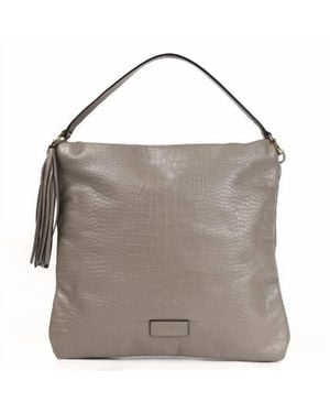 Jimmy Choo Croc-Embossed Leather Soft Hobo Bag - Gray