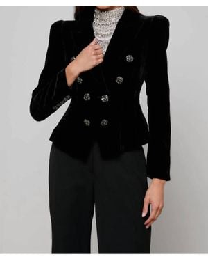L'Agence Bethany Velvet Structured Blazer - Black