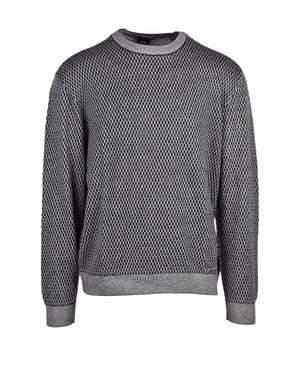 ARMANI EXCHANGE Checkerboard Cotton-Blend Sweater - Gray