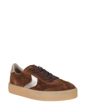 Voile Blanche Mind 02 Metallic Goat Skin Suede Low-Top Sneakers - Brown