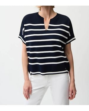 Joseph Ribkoff Striped Dolman Sleeve Sweater Top - Blue
