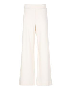 D.exterior Ivory Wide-Leg Viscose Pants With Herringbone Pattern - White