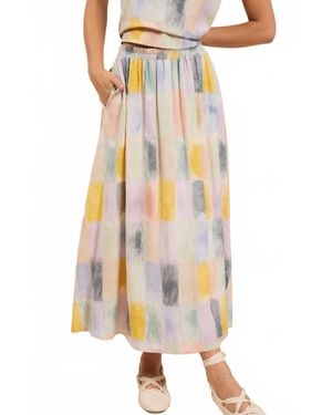 Sadie & Sage Petrichor Gathered Elastic Midi Skirt - Multicolor