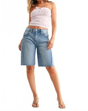Just Black Denim Seamed Longer Short - Blue
