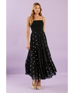 TRUEDAMES Fade Into You Woven Midi Dress - Black
