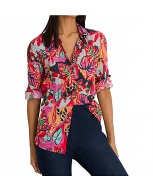 NIC+ZOE Garden Print Button Down - Red