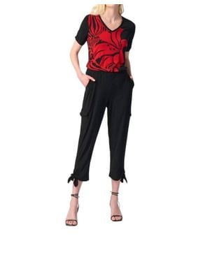 Joseph Ribkoff Knit Jogger Pants With Cargo Pockets - Red