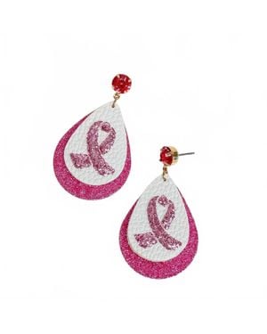 PREP obsessed Breast Cancer Glitter Teardrop Earrings - Purple