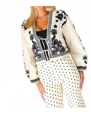 Elan Embroidered Tie Front Jacket - White