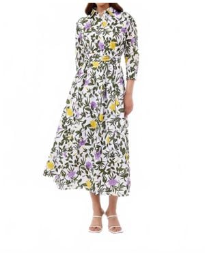 Beyond By Vera Emily Floral Pattern Shirt Dress - White