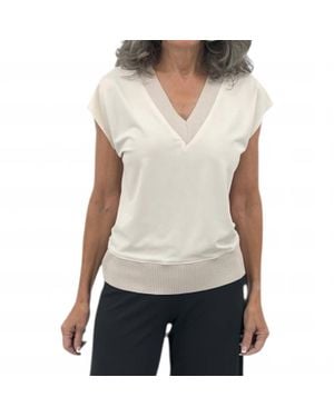 Iris Setlakwe Matte Jersey Rib V-Neck Top - White