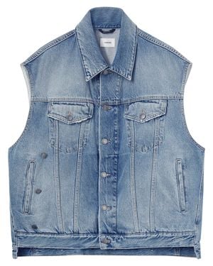 Haikure Sleeveless Denim Vest With Chest Flap Pockets - Blue