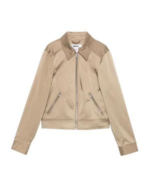 DKNY Structured Sateen Trucker Jacket With Classic Details - Natural