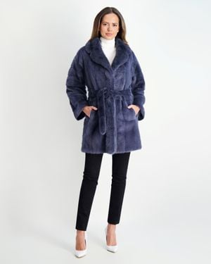 Gorski Mink Jacket With Belt - Blue