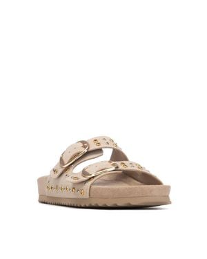 Xti Suede Double Strap Buckle Sandals - Natural