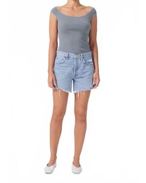 Agolde Parker Cotton Long Shorts - Blue