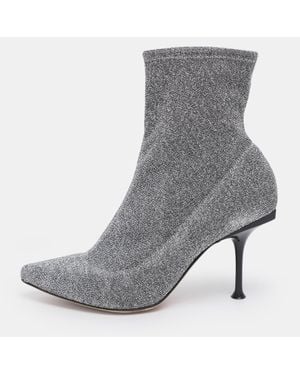 Sergio Rossi Knit Fabric Sock Ankle Boots - Gray