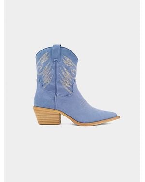 Shu Shop Zahara Suede Cowboy Boots - Blue