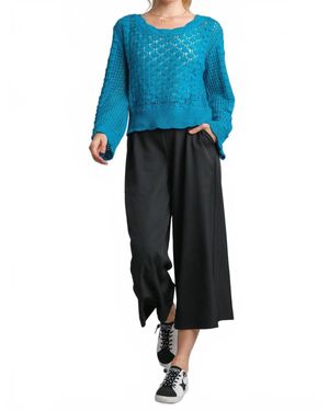 Umgee Crochet Light Weight Pullover Top - Blue