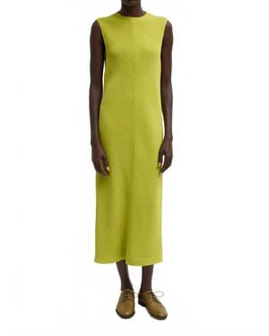 Tibi Plisse Sleeveless Bias Dress - Green