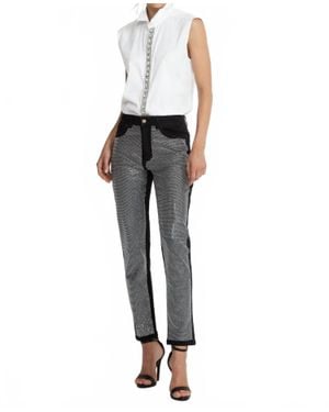 Odi Et Amo Sleeveless Jeweled Button Up Top - Black