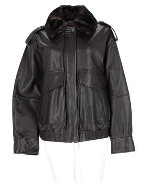Loulou de Saison Fur-Collar Leather Jacket - Black
