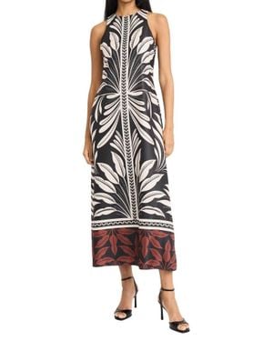 Donna Morgan Maggy London Raye Leaf Print Maxi Dress - Black