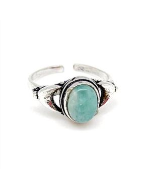 Anju Tanvi Collection Adjustable Oval Amazonite Ring - Green