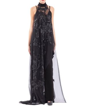 Saiid Kobeisy Crepe Jumpsuit With Beaded Maxi Top - Blue