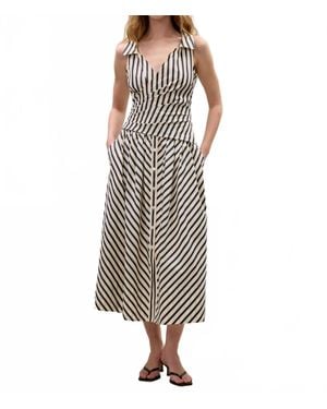 Rebecca Taylor Isla Stripe Poplin Dress - Brown