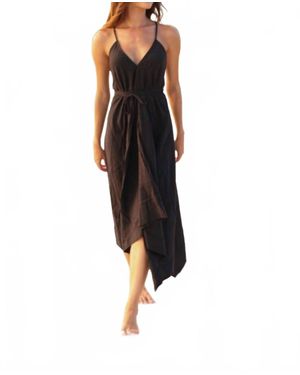 Handloom Sage Turkish Cotton Maxi Dress - Black