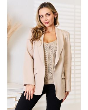 TRUEDAMES Shawl Collar Long Sleeve Blazer - Natural