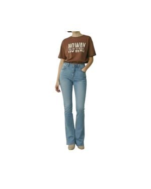 AMBAR No Way Printed Relaxed Fit T-Shirt - Blue